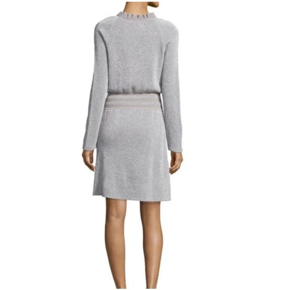 Tory Burch - Isabelle Silver Metallic Cocktail Dress Size L
